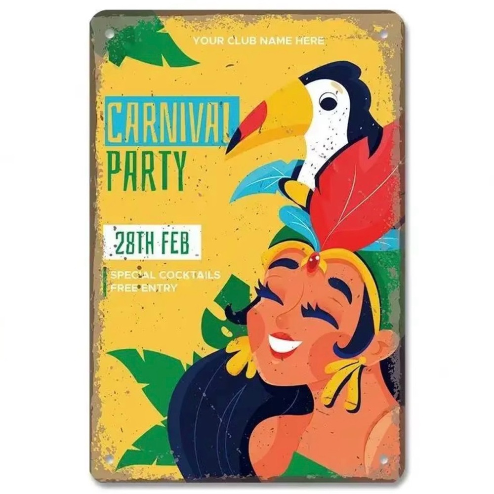 Brazilian Carnival Music Metal Wall Decor Set of 3 - Colorful Retro Tropical